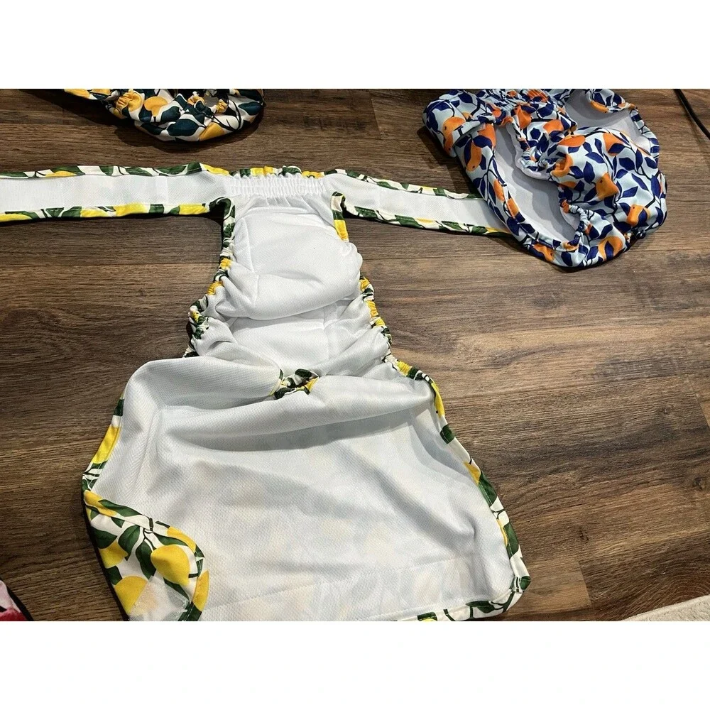 Pet Magasin XL Washable Reusable Dog Diapers Lot of 3 Female Floral Fruit Prints